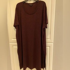 Burgundy ribbed shirt sleeve tunic